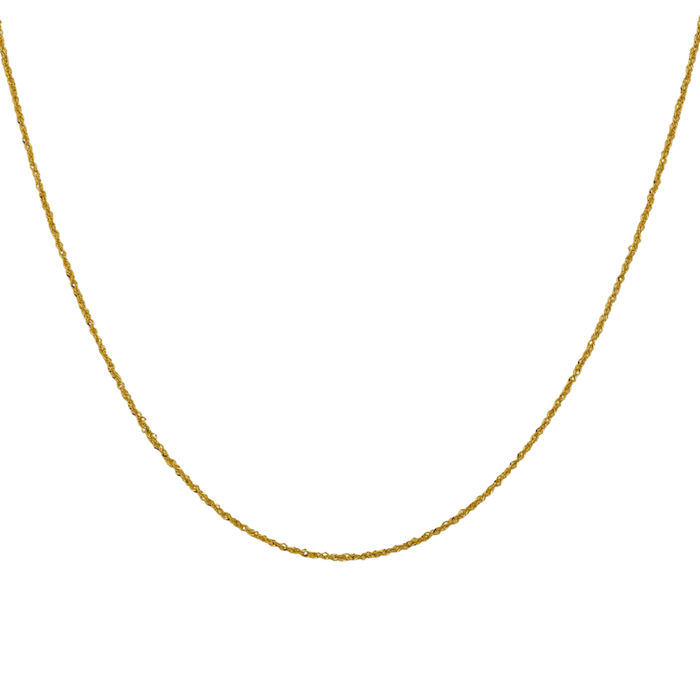 14K Solid Yellow Gold 1mm Sparkle Singapore Chain Necklace