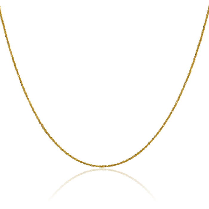 14K Solid Yellow Gold 1mm Sparkle Singapore Chain Necklace