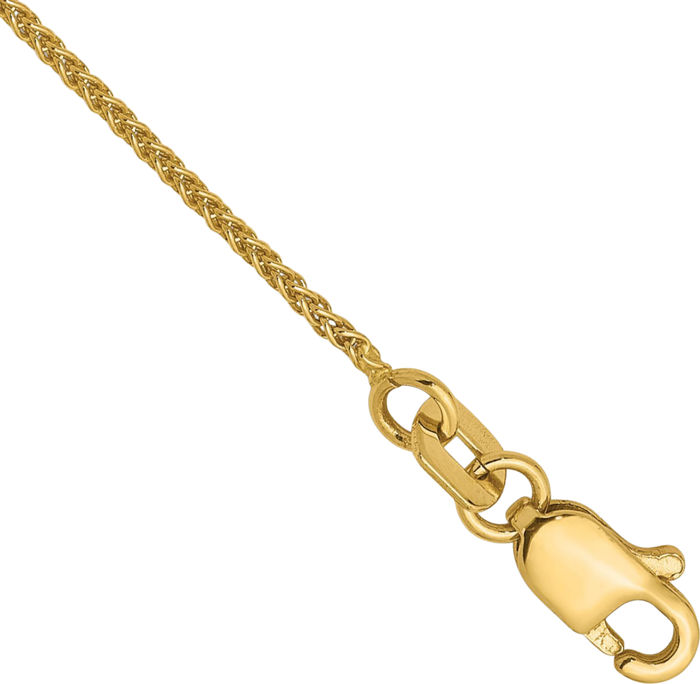 14K Solid Yellow Gold 1mm Spiga Wheat Link Chain Anklet Summer Beach Foot Ankle Bracelet