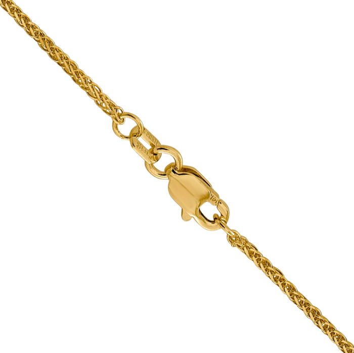 14K Solid Yellow Gold 1mm Spiga Wheat Link Chain Necklace