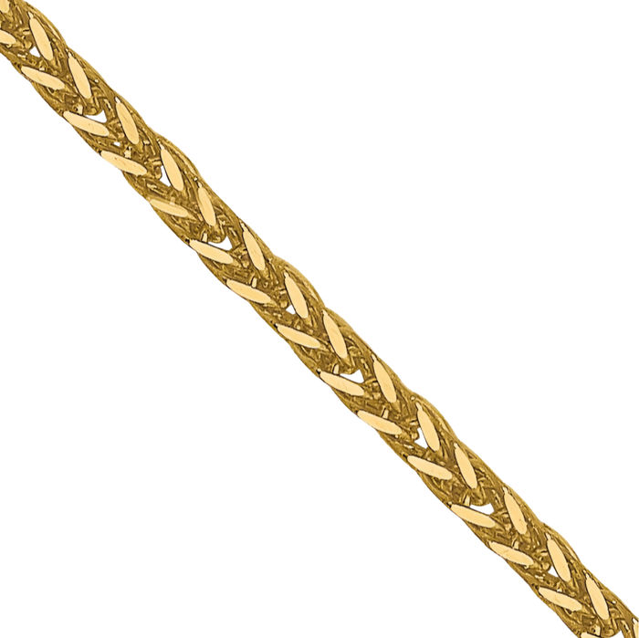 14K Solid Yellow Gold 1mm Spiga Wheat Link Chain Necklace