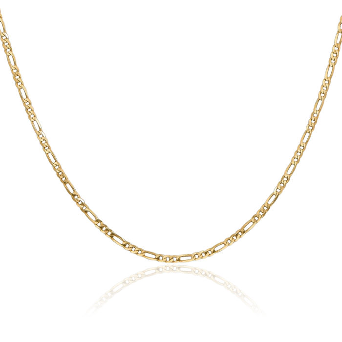 14K Solid Yellow Gold 2.25mm Figaro Link Chain Necklace