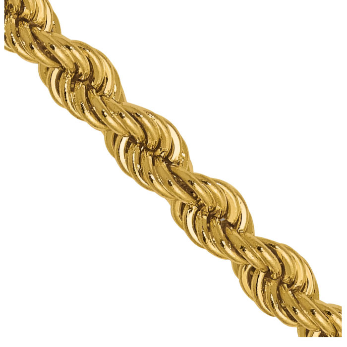 14K Solid Yellow Gold 2.25mm Rope Chain Twisted Link Necklace