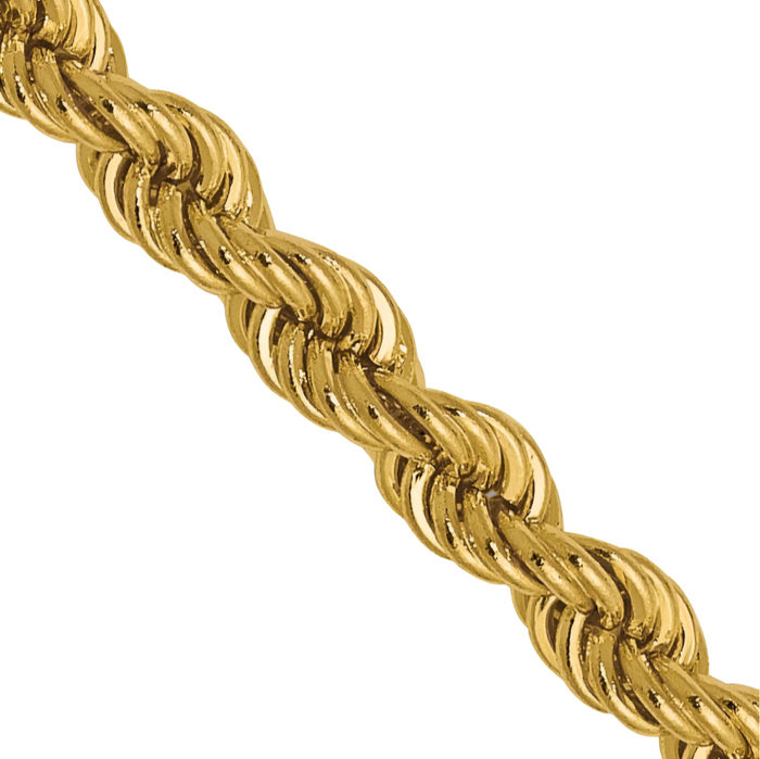 14K Solid Yellow Gold 2.25mm Rope Chain Twisted Link Necklace