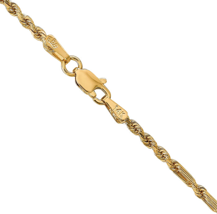 14K Solid Yellow Gold 2.25mm Milano Rope Chain Twisted Link Necklace