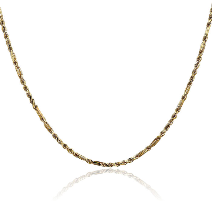 14K Solid Yellow Gold 2.25mm Milano Rope Chain Twisted Link Necklace