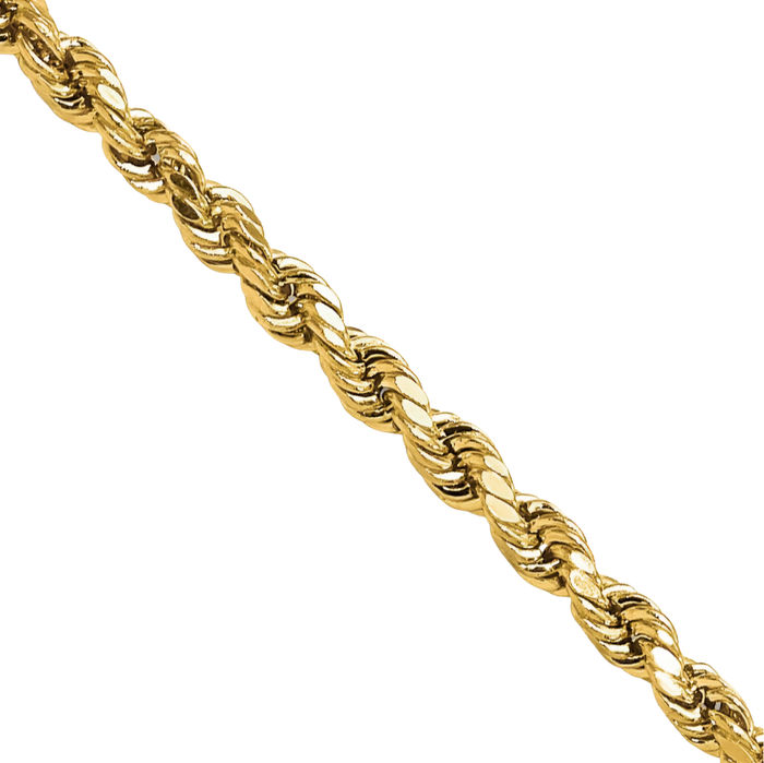 14K Solid Yellow Gold 2.25mm Rope Chain Twisted Link Necklace