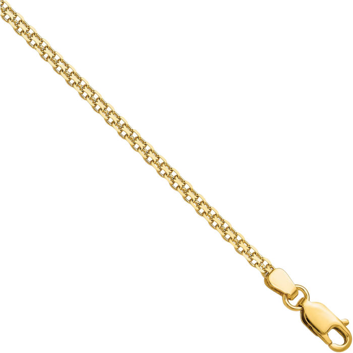 14K Solid Yellow Gold 2.2mm Bismark Chain Bracelet Anklet