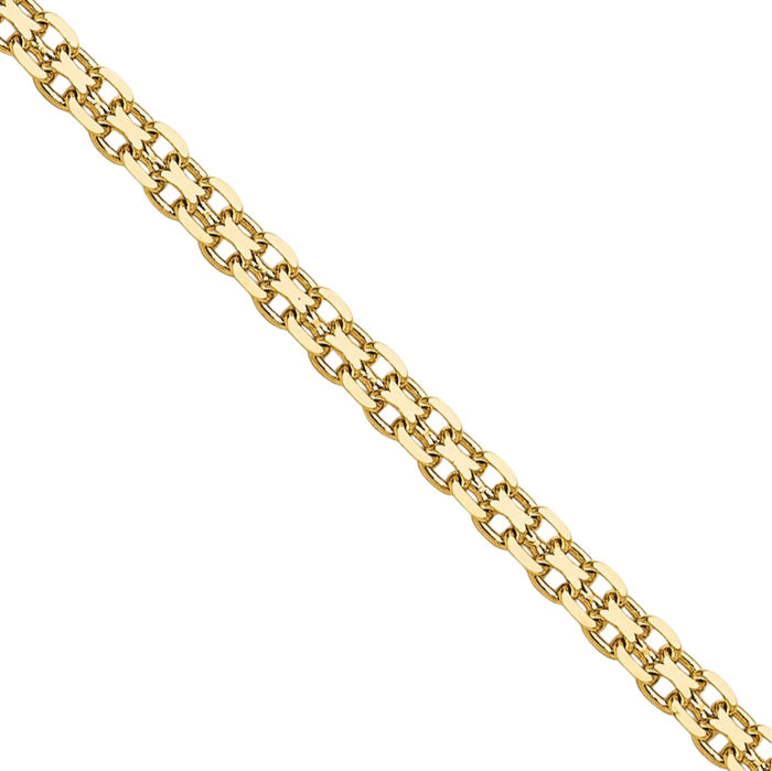 14K Solid Yellow Gold 2.2mm Bismark Chain Necklace