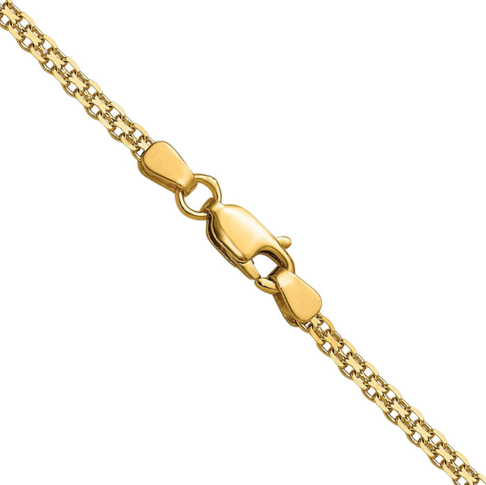 14K Solid Yellow Gold 2.2mm Bismark Chain Necklace