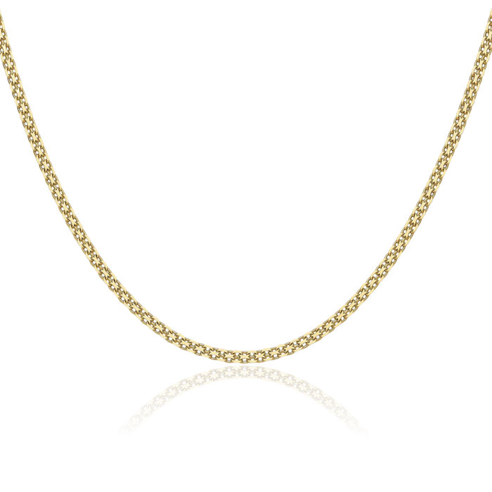 14K Solid Yellow Gold 2.2mm Bismark Chain Necklace