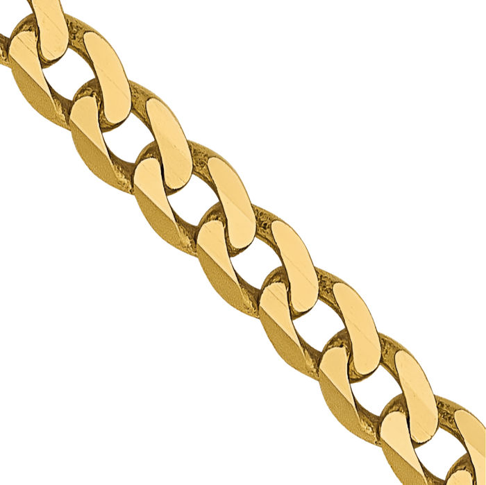 14K Solid Yellow Gold 2.2mm Curb Link Chain Necklace