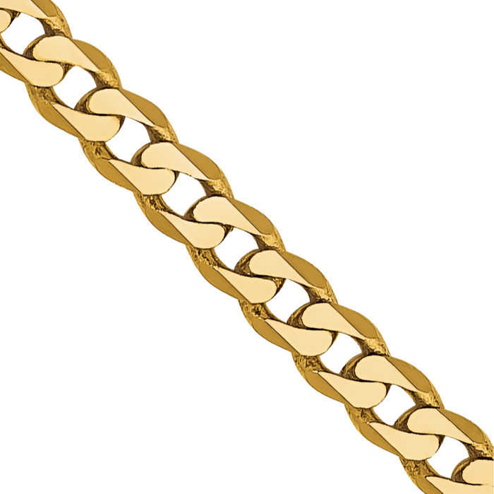 14K Solid Yellow Gold 2.2mm Curb Link Chain Necklace