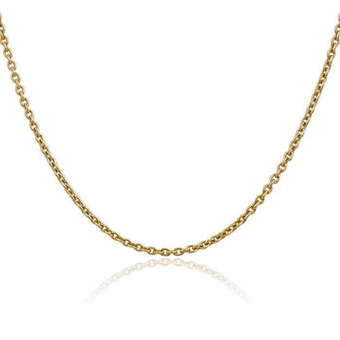 14K Solid Yellow Gold 2.2mm Forzantine Cable Rolo Link Chain Belcher Necklace