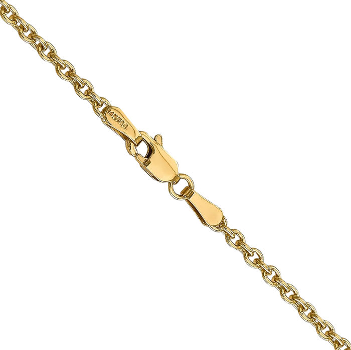 14K Solid Yellow Gold 2.2mm Forzantine Cable Rolo Link Chain Belcher Necklace