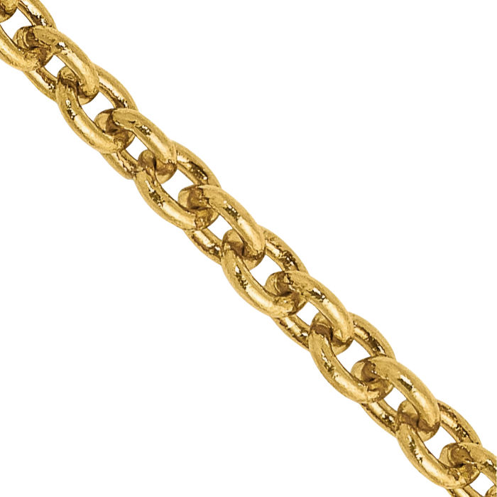 14K Solid Yellow Gold 2.2mm Forzantine Cable Rolo Link Chain Belcher Necklace