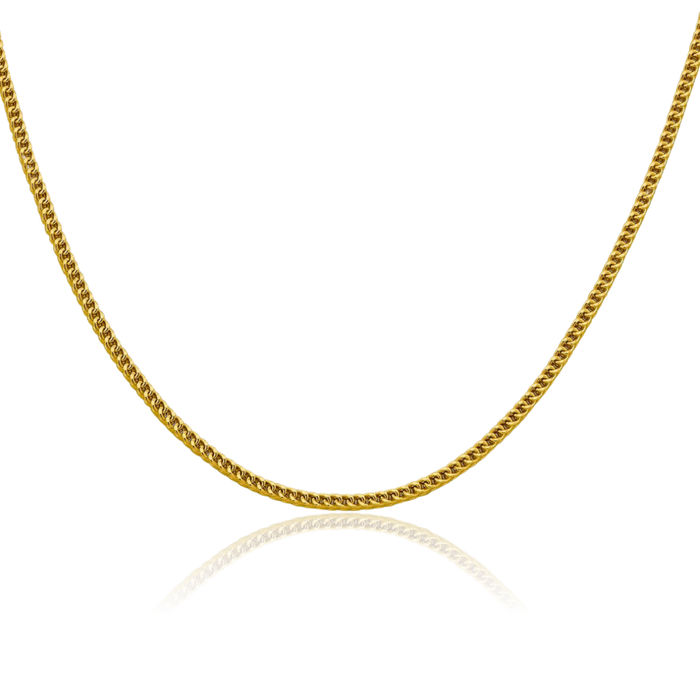 14K Solid Yellow Gold 2.2mm Franco Link Chain Necklace