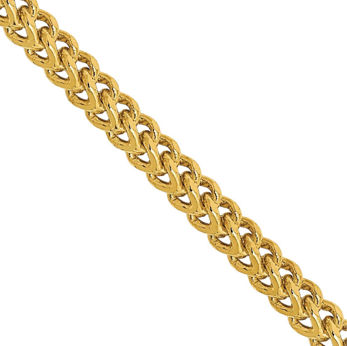 14K Solid Yellow Gold 2.2mm Franco Link Chain Necklace