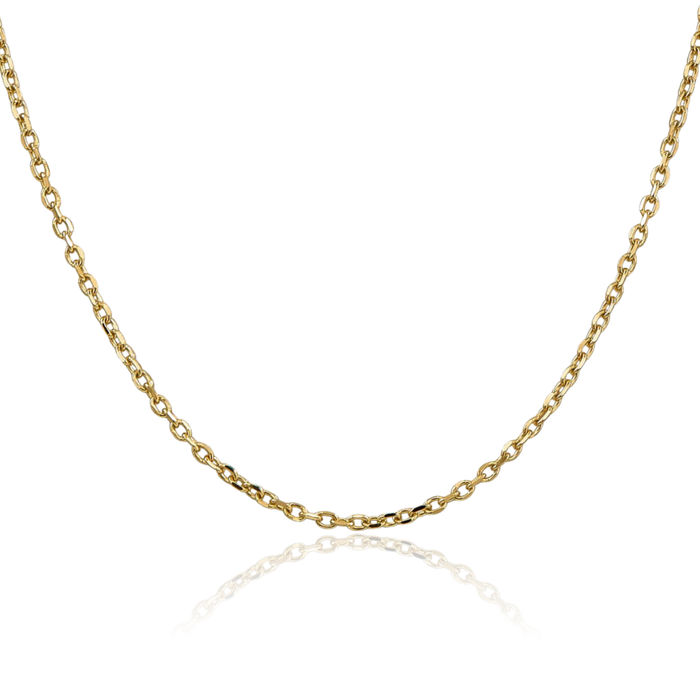 14K Solid Yellow Gold 2.2mm Round Cable Rolo Link Chain Belcher Necklace