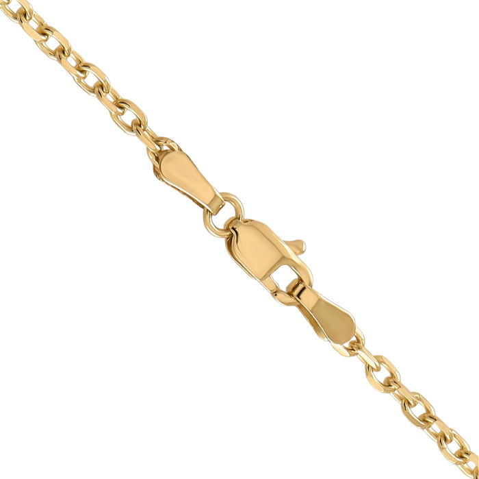 14K Solid Yellow Gold 2.2mm Round Cable Rolo Link Chain Belcher Necklace