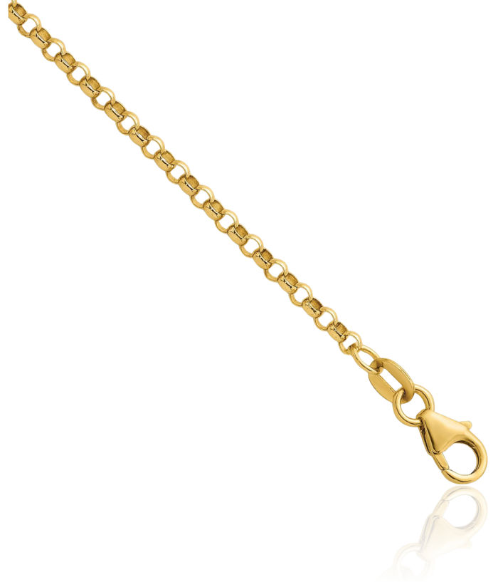 14K Solid Yellow Gold 2.3mm Cable Rolo Link Chain Belcher Necklace