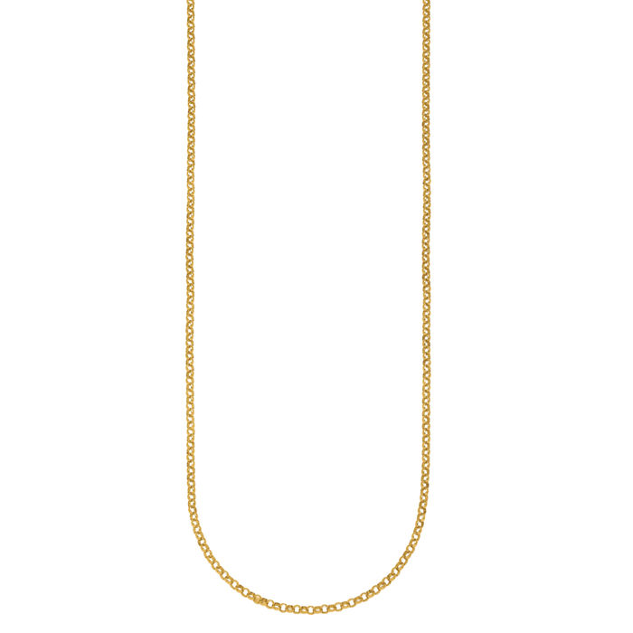 14K Solid Yellow Gold 2.3mm Cable Rolo Link Chain Belcher Necklace