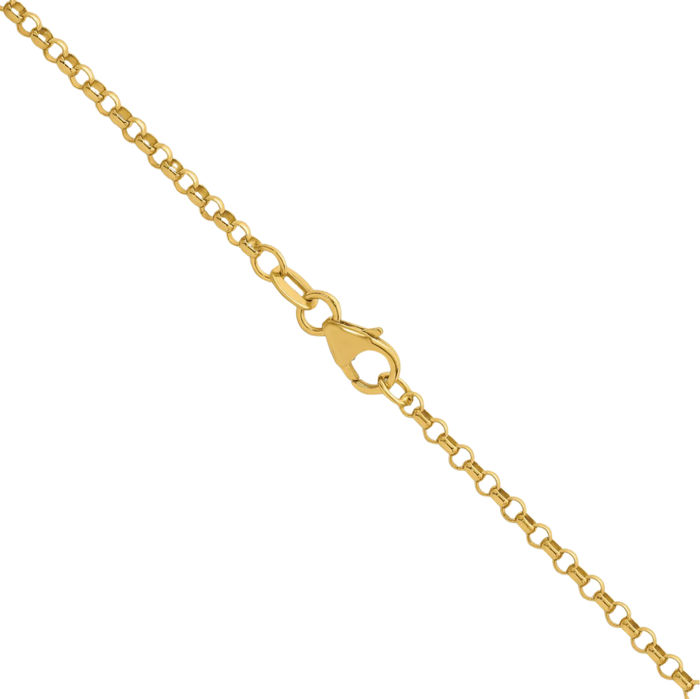 14K Solid Yellow Gold 2.3mm Cable Rolo Link Chain Belcher Necklace