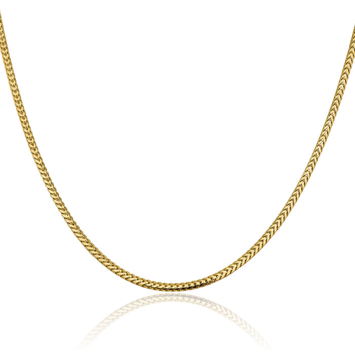 14K Solid Yellow Gold 2.3mm Franco Link Chain Necklace