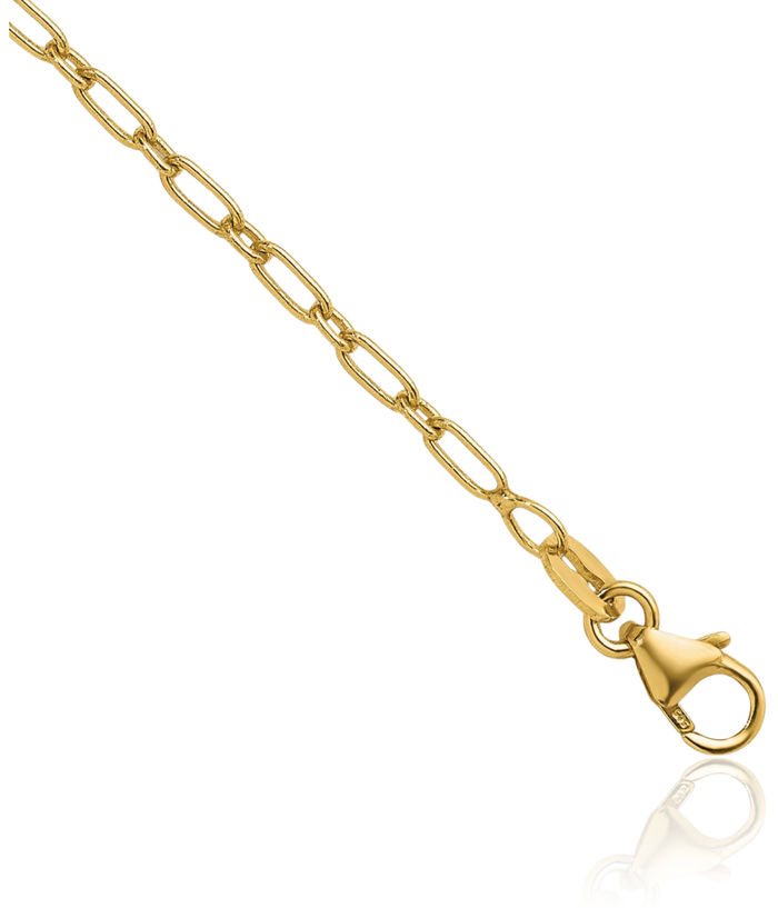 14K Solid Yellow Gold 2.3mm Oval Cable Rolo Link Chain Belcher Necklace