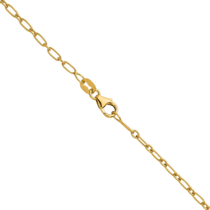 14K Solid Yellow Gold 2.3mm Oval Cable Rolo Link Chain Belcher Necklace