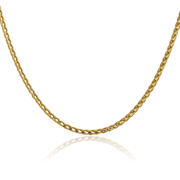 14K Solid Yellow Gold 2.45mm Franco Link Chain Necklace