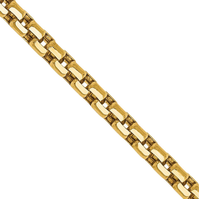 14K Solid Yellow Gold 2.45mm Round Box Link Chain Necklace