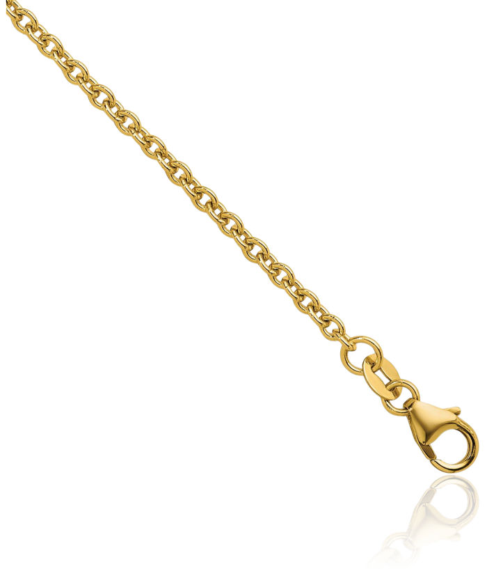 14K Solid Yellow Gold 2.4mm Cable Rolo Link Chain Belcher Necklace