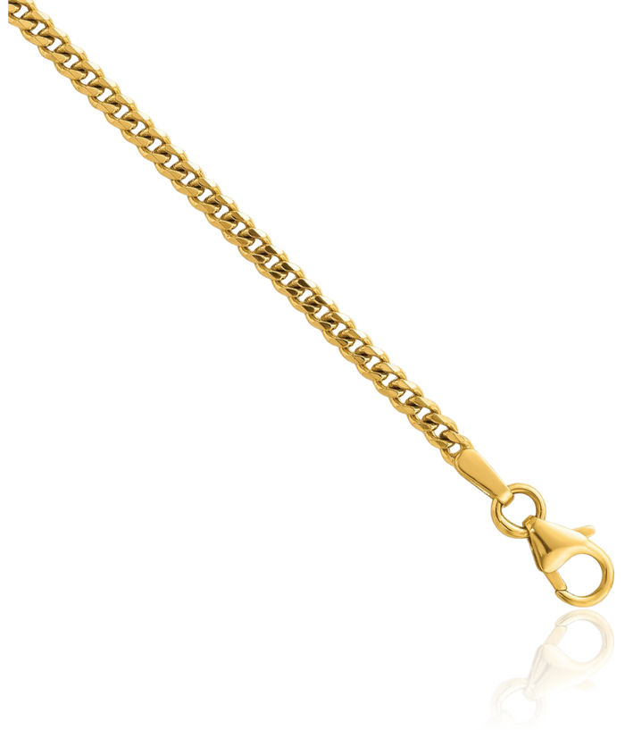 14K Solid Yellow Gold 2.4mm Curb Link Chain Necklace