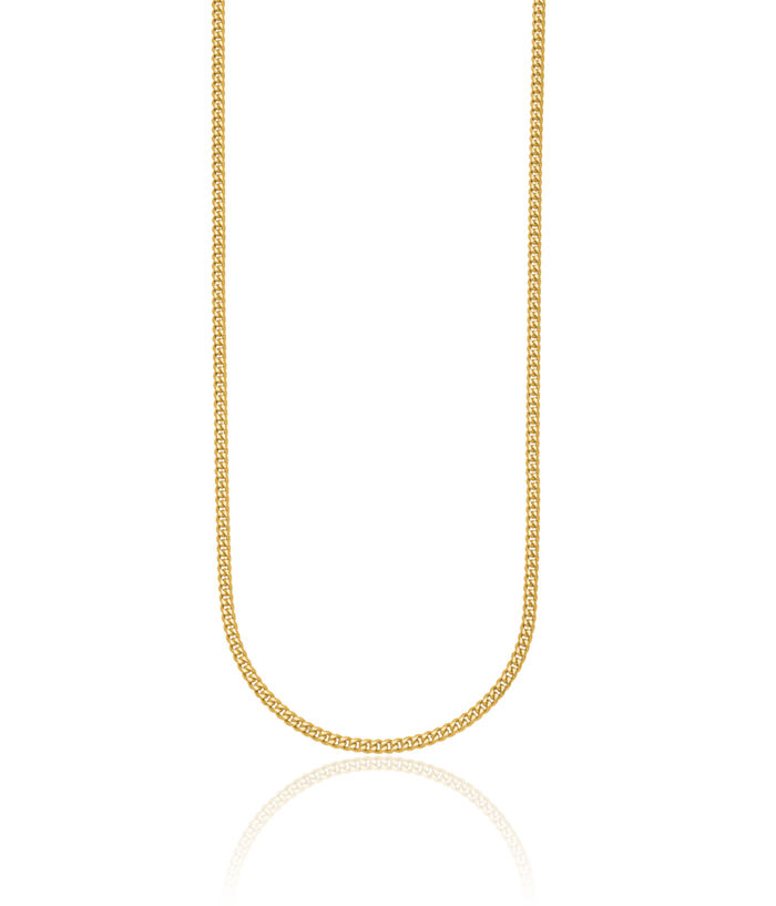 14K Solid Yellow Gold 2.4mm Curb Link Chain Necklace