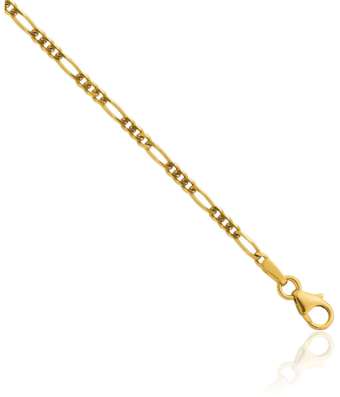 14K Solid Yellow Gold 2.4mm Figaro Link Chain Necklace