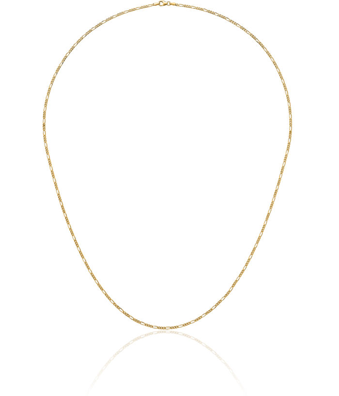 14K Solid Yellow Gold 2.4mm Figaro Link Chain Necklace