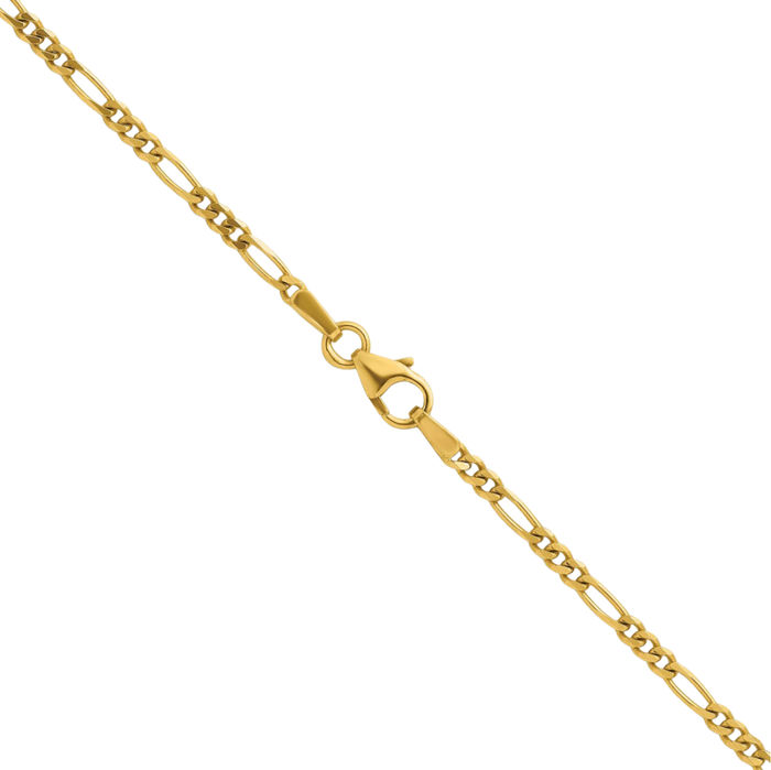 14K Solid Yellow Gold 2.4mm Figaro Link Chain Necklace