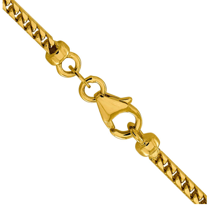 14K Solid Yellow Gold 2.4mm Franco Link Chain Necklace