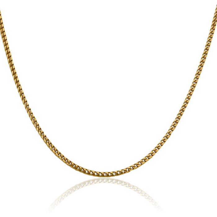 14K Solid Yellow Gold 2.4mm Franco Link Chain Necklace