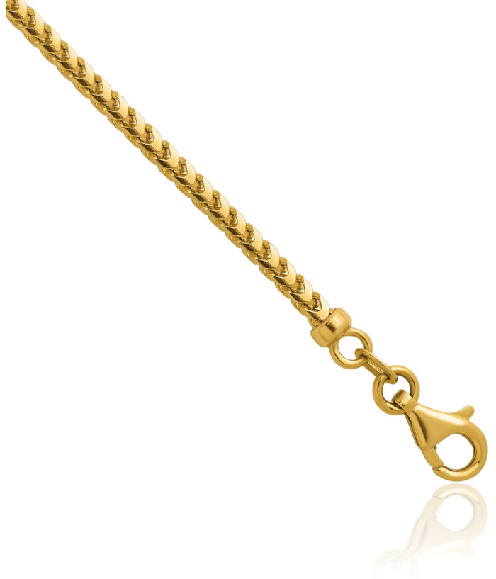 14K Solid Yellow Gold 2.4mm Franco Link Chain Necklace