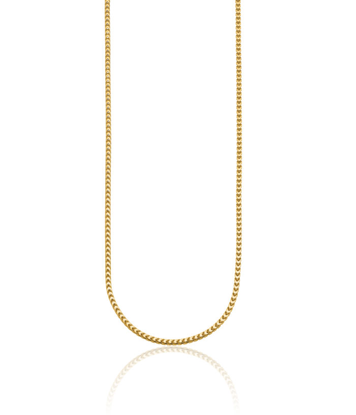 14K Solid Yellow Gold 2.4mm Franco Link Chain Necklace