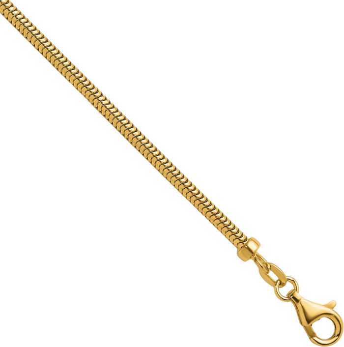 14K Solid Yellow Gold 2.4mm Cubetto Omega Snake Chain Herringbone Necklace