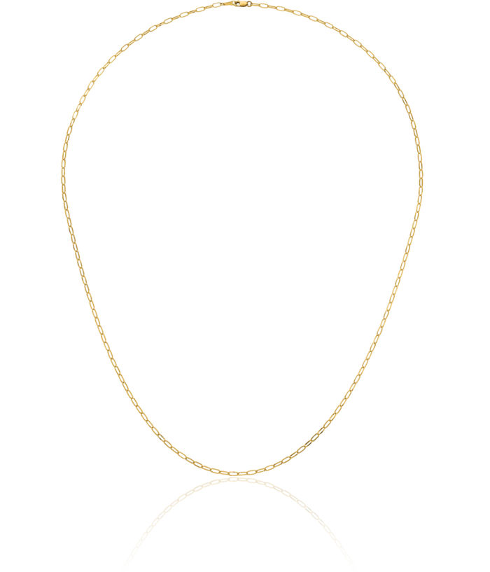 14K Solid Yellow Gold 2.4mm Oval Cable Rolo Link Chain Belcher Necklace