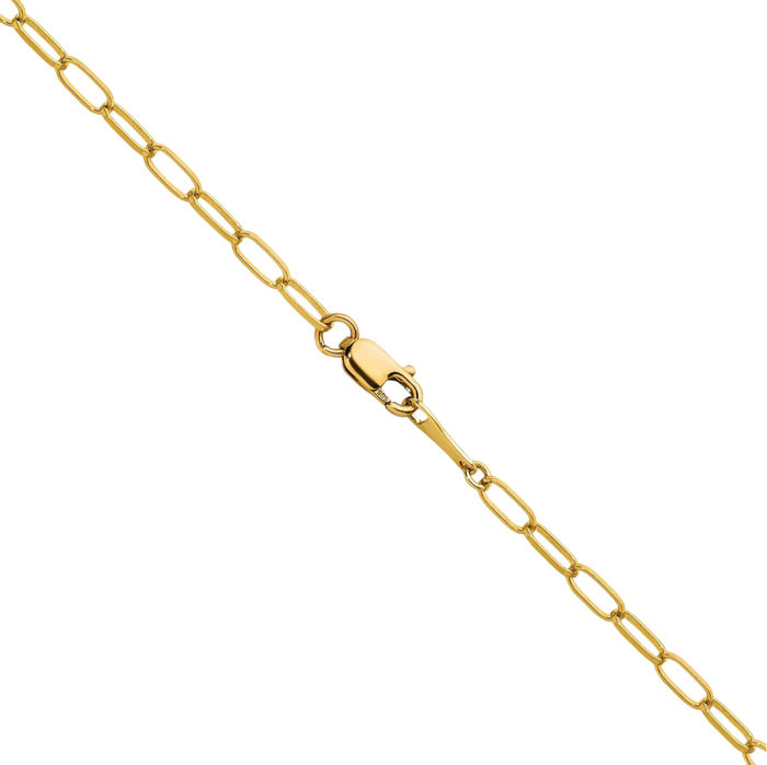 14K Solid Yellow Gold 2.4mm Oval Cable Rolo Link Chain Belcher Necklace