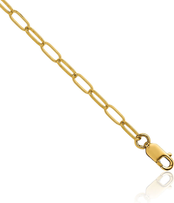 14K Solid Yellow Gold 2.4mm Oval Cable Rolo Link Chain Belcher Necklace