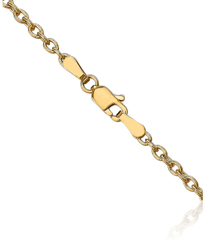 14K Solid Yellow Gold 2.4mm Round Cable Rolo Link Chain Belcher Necklace