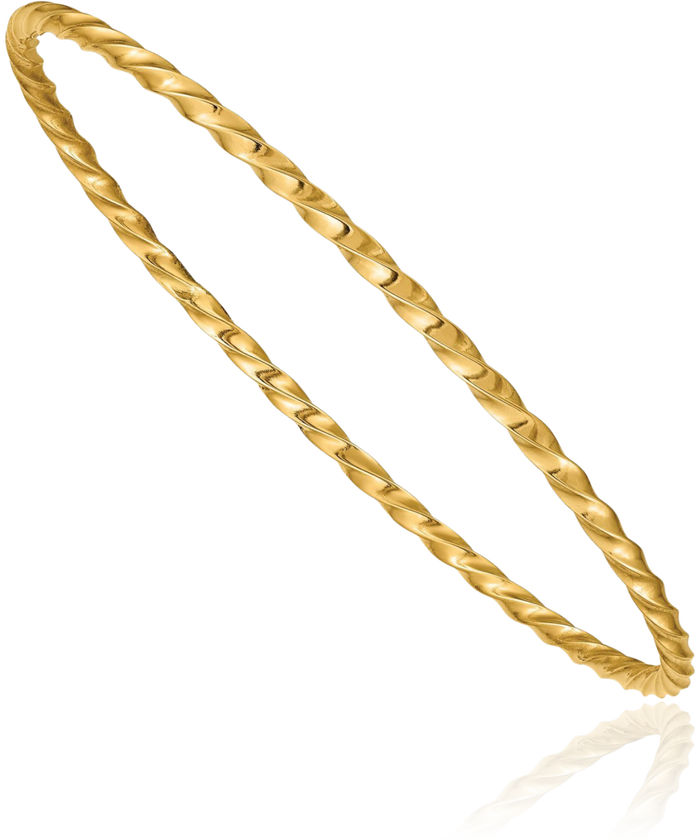 14K Solid Yellow Gold 2.50mm Twisted Slip On Bangle Bracelet