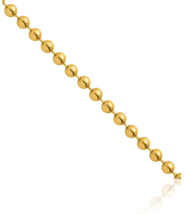 14K Solid Yellow Gold 2.5mm Beaded Ball Chain Necklace