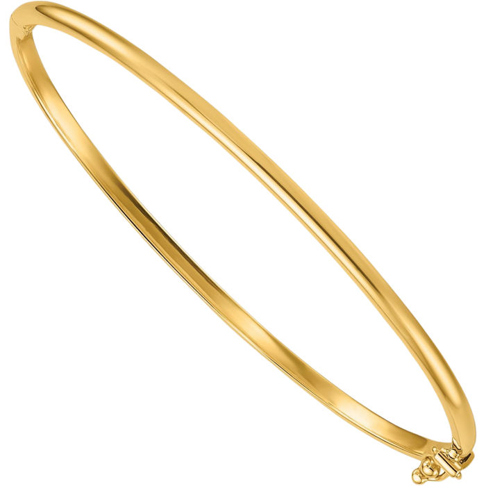 14K Solid Yellow Gold 2.5mm Bangle Bracelet